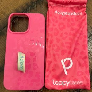 Loopy iPhone 14 Pro Max Hot Pink Leopard. (6.7" Screen) Righty with dust bag